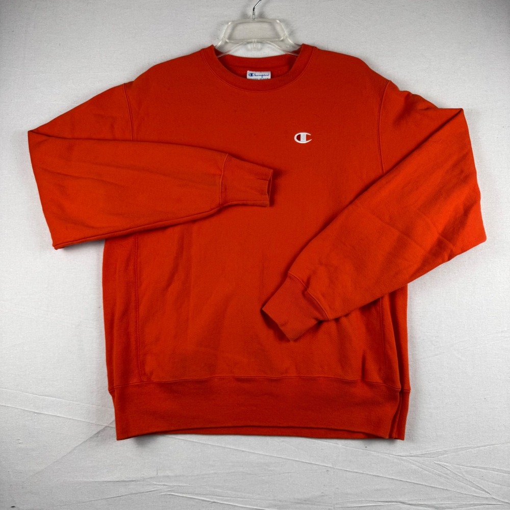Champion Reverse Weave Orange Crewneck Sweatshirt GF569 Mens Medium
